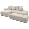 Image de Bobochic canapé d'angle fixe mont-blanc tissu avec pouf beige angle gauche MONT-BLANC