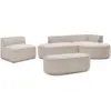 Image de Bobochic canapé d'angle fixe modulable rousseau tissu chiné avec 1 chauffeuse et 1 pouf beige angle droit ROUSSEAU