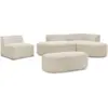 Image de Bobochic canapé d'angle fixe modulable rousseau velours côtelé avec 1 chauffeuse et 1 pouf beige angle droit ROUSSEAU