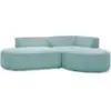 Image de Bobochic canapé d'angle fixe rousseau velours côtelé bleu clair angle droit ROUSSEAU