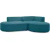 Image de Bobochic canapé d'angle fixe rousseau velours côtelé bleu foncé angle droit ROUSSEAU
