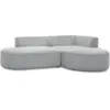 Image de Bobochic canapé d'angle fixe rousseau velours côtelé gris clair angle droit ROUSSEAU