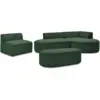 Image de Bobochic canapé d'angle fixe modulable rousseau tissu chiné avec 1 chauffeuse et 1 pouf vert angle droit ROUSSEAU