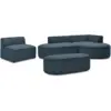 Image de Bobochic canapé d'angle fixe modulable rousseau tissu chiné avec 1 chauffeuse et 1 pouf bleu foncé angle droit ROUSSEAU