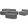 Image de Bobochic canapé d'angle fixe modulable rousseau tissu chiné avec 1 chauffeuse et 1 pouf gris foncé angle gauche ROUSSEAU