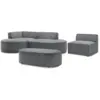 Image de Bobochic canapé d'angle fixe modulable rousseau tissu texturé avec 1 chauffeuse et 1 pouf gris foncé angle gauche ROUSSEAU