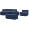 Image de Bobochic canapé d'angle fixe modulable rousseau tissu texturé avec 1 chauffeuse et 1 pouf bleu foncé angle gauche ROUSSEAU
