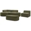 Image de Bobochic canapé d'angle fixe modulable rousseau tissu texturé avec 1 chauffeuse et 1 pouf vert angle gauche ROUSSEAU