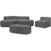 Image de Bobochic canapé d'angle fixe modulable rousseau velours côtelé avec 1 chauffeuse et 1 pouf gris foncé angle gauche ROUSSEAU