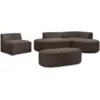 Image de Bobochic canapé d'angle fixe modulable rousseau velours côtelé avec 1 chauffeuse et 1 pouf marron angle droit ROUSSEAU