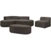 Image de Bobochic canapé d'angle fixe modulable rousseau velours côtelé avec 1 chauffeuse et 1 pouf marron angle gauche ROUSSEAU