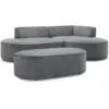 Image de Bobochic canapé d'angle fixe rousseau tissu texturé avec pouf gris foncé angle droit ROUSSEAU