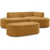 Image de Bobochic canapé d'angle fixe rousseau tissu texturé avec pouf jaune angle droit ROUSSEAU