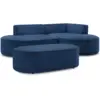 Image de Bobochic canapé d'angle fixe rousseau tissu texturé avec pouf bleu foncé angle droit ROUSSEAU