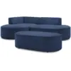 Image de Bobochic canapé d'angle fixe rousseau tissu texturé avec pouf bleu foncé angle gauche ROUSSEAU