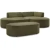 Image de Bobochic canapé d'angle fixe rousseau tissu texturé avec pouf vert angle droit ROUSSEAU
