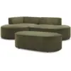 Image de Bobochic canapé d'angle fixe rousseau tissu texturé avec pouf vert angle gauche ROUSSEAU