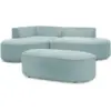 Image de Bobochic canapé d'angle fixe rousseau velours côtelé avec pouf bleu clair angle gauche ROUSSEAU