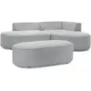 Image de Bobochic canapé d'angle fixe rousseau velours côtelé avec pouf gris clair angle droit ROUSSEAU