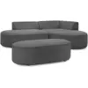 Image de Bobochic canapé d'angle fixe rousseau velours côtelé avec pouf gris foncé angle droit ROUSSEAU