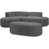 Image de Bobochic canapé d'angle fixe rousseau velours côtelé avec pouf gris foncé angle gauche ROUSSEAU