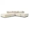 Image de Bobochic canapé d'angle fixe modulable jeanne tissu velours avec 2 chauffeuses, 1 angle et 2 poufs beige réversible JEANNE