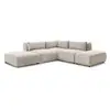 Image de Bobochic canapé d'angle fixe modulable jeanne tissu texturé avec 2 chauffeuses, 1 angle et 2 poufs beige JEANNE