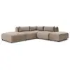 Image de Bobochic canapé d'angle fixe modulable jeanne tissu velours avec 2 chauffeuses, 1 angle et 2 poufs taupe réversible JEANNE