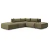 Image de Bobochic canapé d'angle fixe modulable jeanne tissu velours avec 2 chauffeuses, 1 angle et 2 poufs vert réversible JEANNE