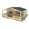 Image de Abri De Jardin En Bois - 6x5 M + Terrasse Avec Balustrade Et Avant-toit En Bois - 42 M2 - Altanka