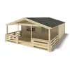 Image de Abri De Jardin En Bois - 6x5 M + Terrasse Avec Balustrade Et Avant-toit En Bois - 48 M2 - Altanka