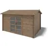 Image de Abri de jardin en bois - 12m2 - 4x3m - traité - ep. 28mm - couleur: marron DOM677