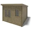 Image de Abri de jardin en bois - 16m2 - 4x4m - Traité - Ep. 40mm - Couleur: vert - DOM716