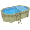 Image de Piscine En Bois Nemo 5.79 X 3.49 - H.1.45 M Avec Plage, Bleu Pâle, Fixations À Visser - Altanka