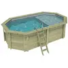Image de Piscine En Bois Nemo 5.79 X 3.49 - H.1.45 M Avec Plage, Gris Clair, Fixations À Visser - Altanka