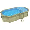 Image de Piscine En Bois Nemo 7.3 X 3.97 - H.1.45 M Avec Plage, Bleu Pâle, Cadre En Métal - Sans Dalle - Altanka