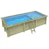 Image de Piscine En Bois Aqua 6.1 X 2.85 - H.1.31 M Avec Plage, Bleu Pâle, Fixations À Sceller - Altanka