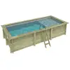 Image de Piscine En Bois Aqua 6.1 X 2.85 - H.1.31 M Avec Plage, Gris Clair, Cadre En Métal - Sans Dalle - Altanka