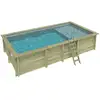 Image de Piscine En Bois Aqua 7 X 3.75 - H.1.45 M Avec Plage, Gris Clair, Fixations À Sceller - Altanka