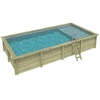 Image de Piscine En Bois Aqua 8.5 X 4.35 - H.1.45 M Avec Plage, Gris Clair, Fixations À Sceller - Altanka
