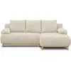 Image de Canapé D'angle Droit Convertible 3 Places - Velours Côtelé Beige - Coffre De Rangement - L218 X P98/145 X H84 Cm