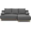 Image de Canapé D'angle Droit Convertible Mika 3 Places - Tissu Gris Clair - Coffre De Rangement - L218 X P98/145 X H84 Cm
