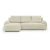 Image de Canapé D'angle Gauche Convertible 3 Places Milo - Velours Côtelés Beige - Coffre De Rangement - L 264 X H 84 X P 99/145