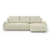Image de Canapé D'angle Droit Convertible 3 Places Milo - Velours Côtelés Beige - Coffre De Rangement - L 264 X H 84 X P 99/145