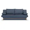 Image de Banquette convertible - 3 places - NAOTO - Tissu bleu foncé - Coffre de rangement - 202 x 98 x 98 cm