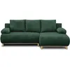 Image de Canapé dangle droit convertible - 3 places - MIKA - Tissu velours côtelé vert foncé - Coffre de rangement - 192 x 84 x 93 cm