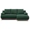 Image de Canapé d'angle droite convertible - 3 places - mika - tissu velours côtelé vert foncé - coffre de rangement - 192 x 84 x 93