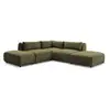 Image de Bobochic canapé d'angle fixe modulable jeanne tissu texturé avec 2 chauffeuses, 1 angle et 2 poufs vert JEANNE
