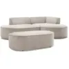 Image de Bobochic canapé d'angle fixe rousseau tissu texturé avec pouf beige angle droit ROUSSEAU