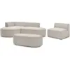 Image de Bobochic canapé d'angle fixe modulable rousseau tissu chiné avec 1 chauffeuse et 1 pouf beige angle gauche ROUSSEAU